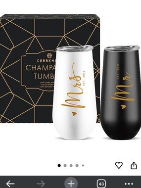 Mr and Mrs Champagne Tumblers - Set of 2 (White & Black)